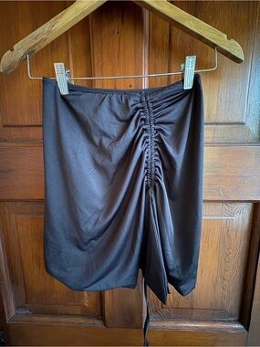 Forever 21 Black Ruched Mini Skirt with Front Drawstring Detail